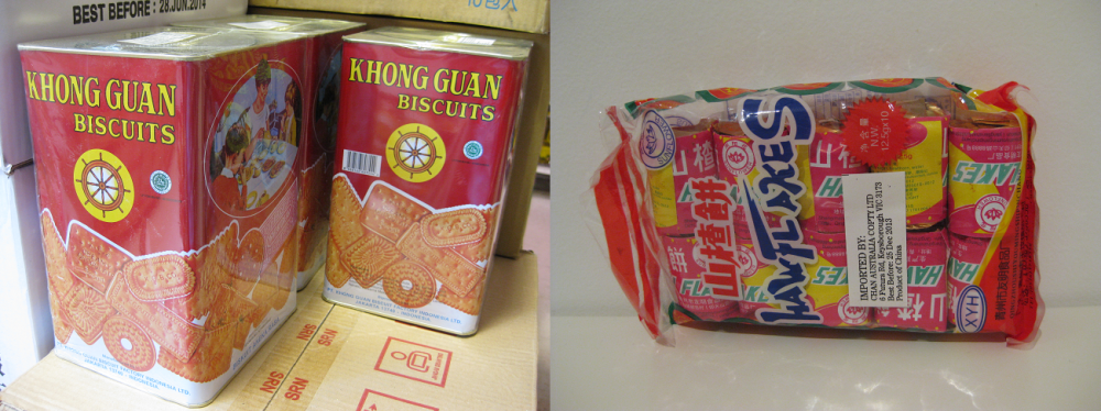 Kong Guan assorted biscuits (left) and haw flakes (right). Photo: Mabel Kwong